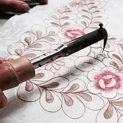 LeLehome 15" X 77" Classic Table Runner, Flowers Embroidery Lace Long Dresser Scarf Floral Cutwork Fabric Table Top Party Wedding Festival Home Decoration - Dark Red Rose