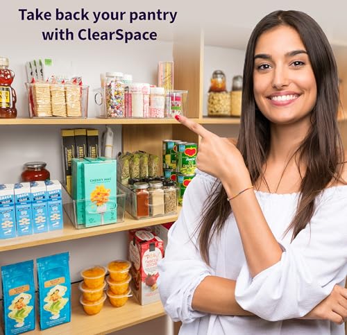 ClearSpace Pantry Organizers with Removable Dividers - 8 Pack, 10.5"L x 6"W x 3.5"H Kitchen Storage Bins