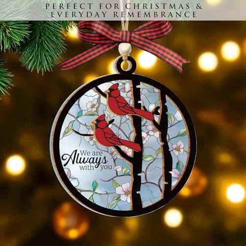 Wooden Cardinal Christmas Ornaments, Hanging Memorial Christmas Decorations, We are Always with You Cardinal Gifts, Sympathy Gifts for Loss of Loved One, Bereavement Gift Ideas, Sympathy Gift