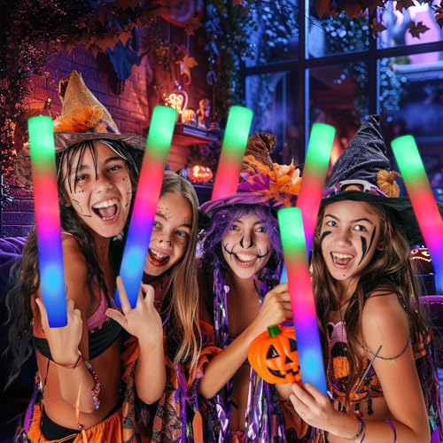 100PCS Foam Glow Sticks with 3 Light Modes - Colorful Flashing LED Party Supplies
