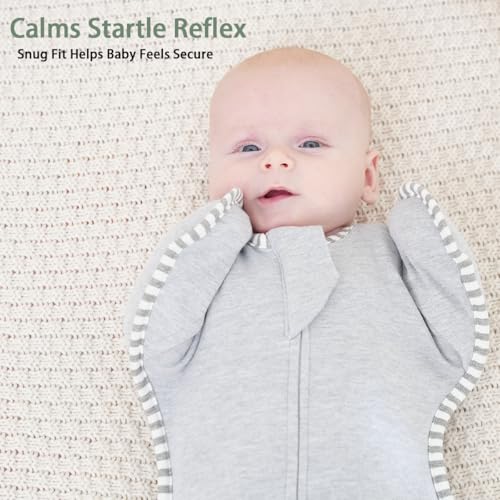 Roksuma Baby Swaddle 0-3 Months with Arms Up Transition Sleep Sack 2-Pack, Cotton, Small