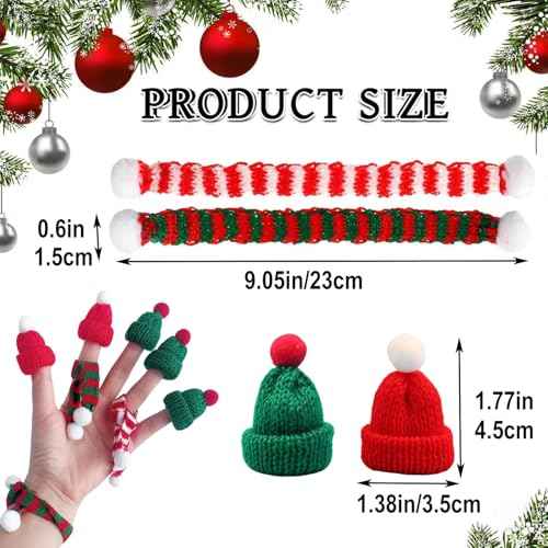 Mini Knit Hat Christmas Scarf Set Mini Santa Hats for Crafts Christmas Decorations Tree Ornaments for DIY Craft Art Snowman Doll Winter Wine Bottle Gifts 40PCS(Red&Green)