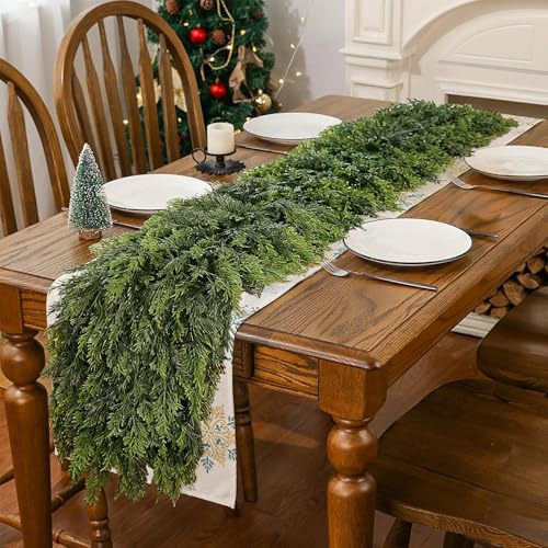 Cyitimo 9FT Lush Artificial Cedar Garland for Christmas Decorations, Full & Realistic Faux Greenery