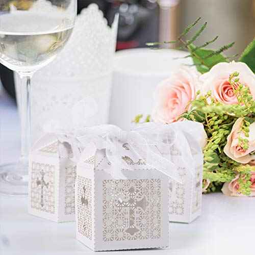 LEMESO Favor Boxes, 2x2x2in Small Gift Boxes for Presents, Party Wedding Favors Boxes with Ribbon, Mini Candy Boxes for Event Bridal Shower Anniversary Birthday Christmas