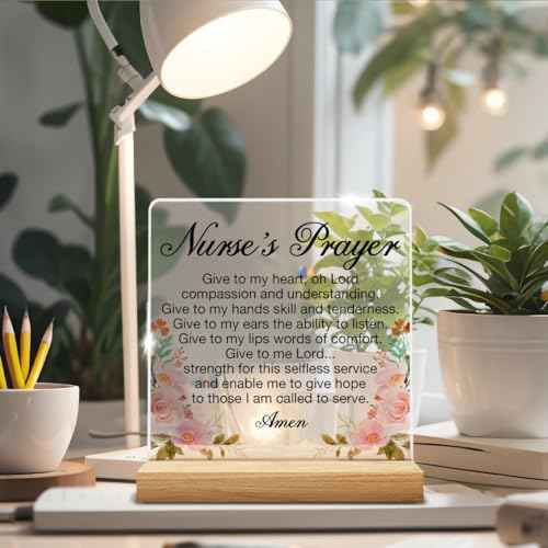 Nurse Gifts for Women, Inspirational Gifts for Nurse RN Nurse Students, Nursing Gifts Nurse's Prayer Acrylic Desk Sign Decor