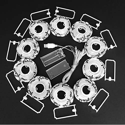 JYWJ Sakura (Cherry) Flowers White Color Chinese/Japanese Small Cloth Lantern/Lamp 3" Diameter LED String Light Length 78.7" 2-AA Battery Powered & USB Charger Gift for Kids (Red)