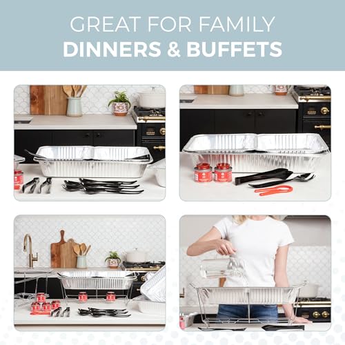 Alpha Living Complete 33-Pc Disposable Chafing Dish Buffet Set with Racks & Covers - Catering & Event Food Warmers
