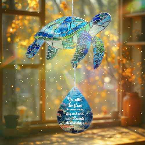 Sea Turtle Christmas Ornament with Waterdrop Quote ? Sea Turtle Gifts for Women, Beach Gift for Women, Beach Lovers ? Ocean Themed Gift, White Elephant Gifts for Adults