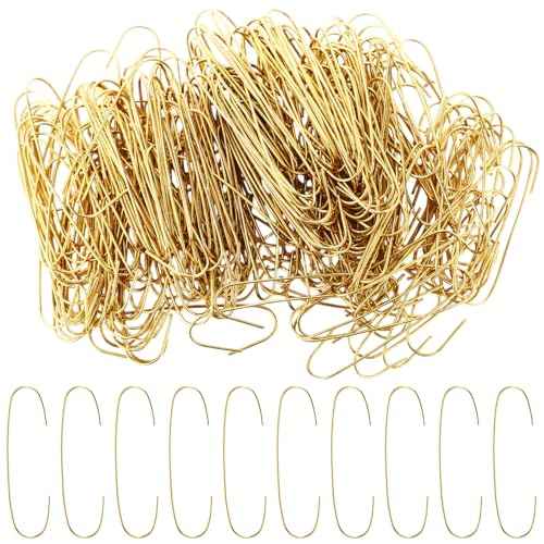 Shappy 300 Pack Ornament Hooks for Christmas Tree Decorations Mini Ornament Hangers Metal Xmas Hooks Small Wire Baubles Ball Hangers for Christmas Tree Decoration (Gold)