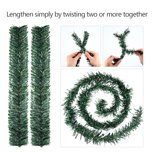 24 Pcs Green Christmas Garland Ties 14 Inch Artificial Pine Needles