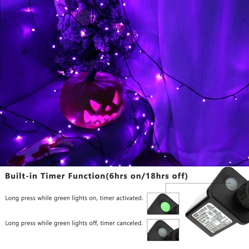 BrizLabs Purple Halloween Connectable String Lights - 78.74 ft, 240 LED, 8 Modes, Waterproof, Indoor & Outdoor Use (Variation: Purple/1)