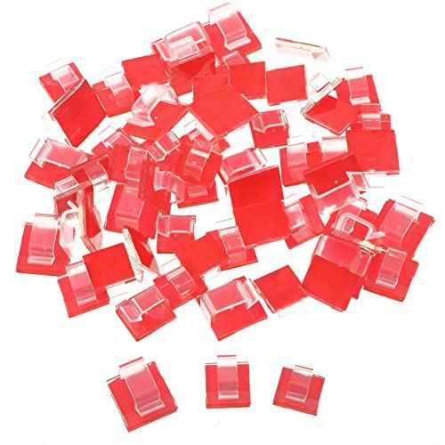 Maitys 60 Pieces Christmas Cable Clips with Adhesive, Heavy Duty Outdoor Garland Clips with Tapes, 3 Size Decoration Self Adhesive Strips Wire Hanging Holder for Fairy Light Garland(Clear)