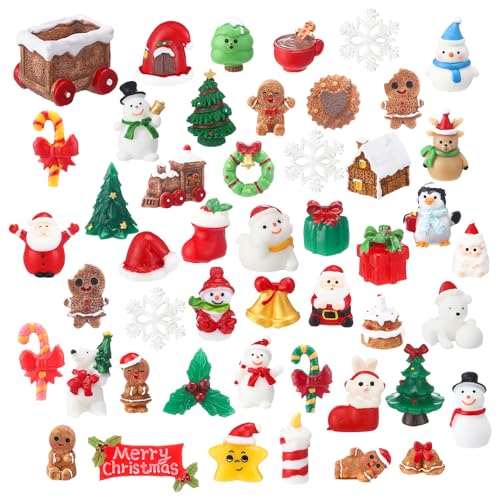 Christmas Mini Figurines Set - 65 Resin Holiday Decorations for Crafts & Mini Landscapes