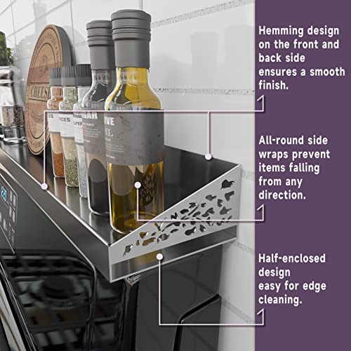 30-Inch Magnetic Stainless Steel Stove Top Shelf – Spice Rack & Organizer