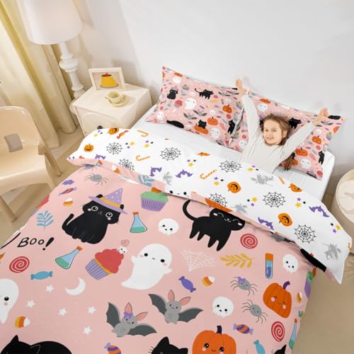 Erosebridal Halloween Twin Bedding Set with Pumpkin Lantern Design Multi 02 - Pink, No Comforter