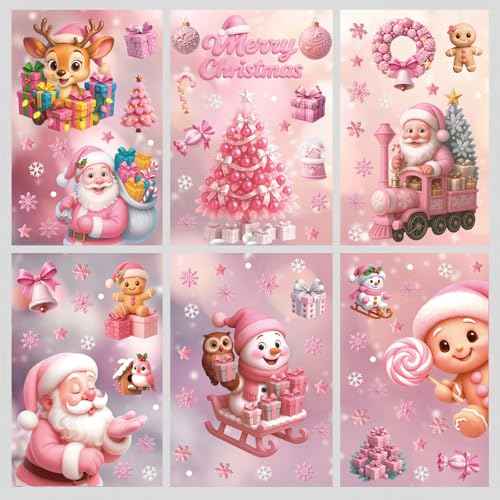 182PCS Christmas Window Clings for Glass, Cute Santa Claus Gingerbread Man Snowman Stickers Xmas Window Decals for Wtiner Christmas Holiday Party Home Office Classroom Decorations