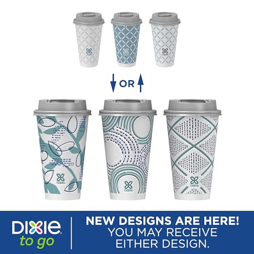 Dixie To Go Disposable Coffee Cups with Lids - 16 Oz, Pack of 6 (108 Count)