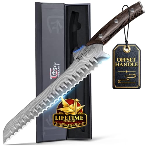 Offset Bread Knife 10.5 Inch - Upgraded Serrated Slicing Tool for Homemade Bread