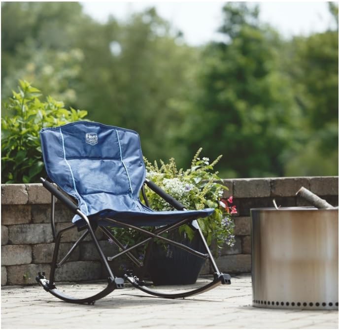 Timber Ridge Folding Rocking Camping Chair - Portable Outdoor Rocker with Carry Bag - Supports 250 lbs