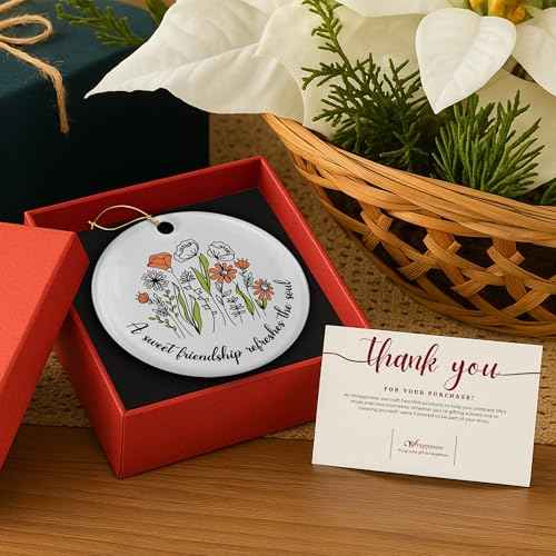 Wrappiness Friendship Ornament Gifts for Women - Christian Art Gifts for Best Friend, Besties, Sister Inspirational Ceramic Christmas Ornaments - A Sweet Friendship Refreshes The Soul Hanging D?cor