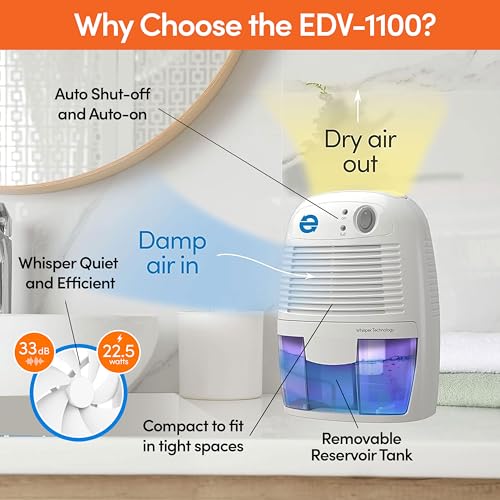 Petite 16 oz Dehumidifier for Small Spaces - Quiet Auto Shut Off & Restart