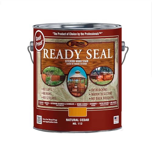 Ready Seal 112 Semi-Transparent Stain & Sealer - Natural Cedar 1 Gal - No Laps or Streaks