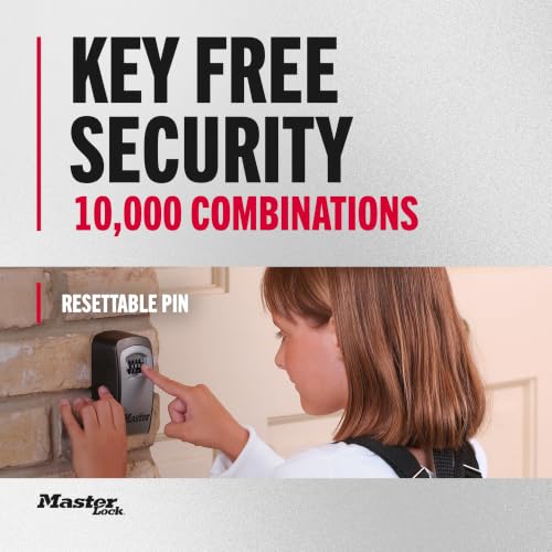 Key Lock Box with 5 Keys and Combination Lock - Wall Mountable, Black/Silver, Variation: Standard Dial / 5 Key Capacity