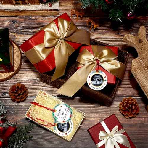 2025 Bump's First Christmas Ornament Sonogram Picture Frame Christmas Ornament Baby Gifts Ultrasound Photo Frame Ornament Pregnancy Announcement Keepsake for Expecting Parents Grandparents