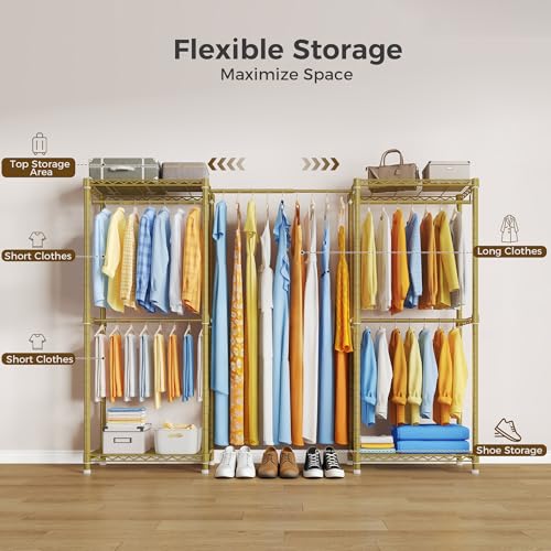 M3 Heavy Duty Clothes Rack, Expandable Clothing Gold