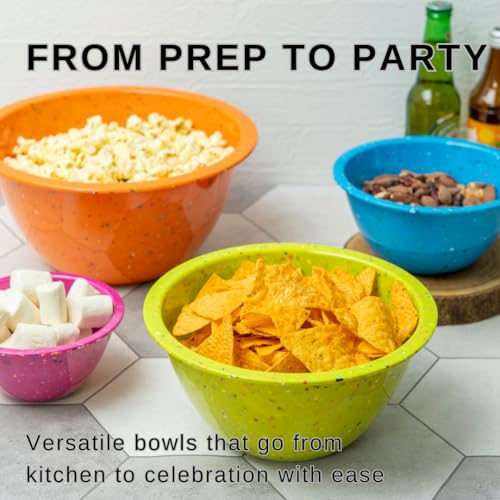 Confetti Melamine Nesting Mixing Bowls Set - Colorful Vibrant - Fesitive Color