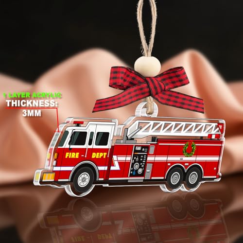 Fire Truck Ornament (Firefighter) – Couple Fox, 3.15in Acrylic Christmas Gift