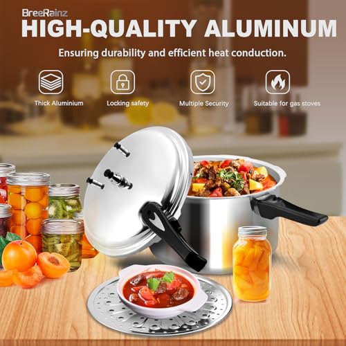 12 Qt Aluminum Pressure Cooker with Steaming Rack for Gas Stove Cooking