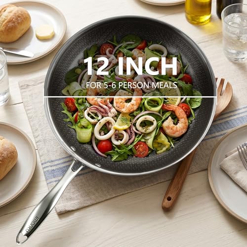 imarku 12-Inch Non-Stick Ceramic Frying Pan with Lid, PFOA-Free, Induction Compatible