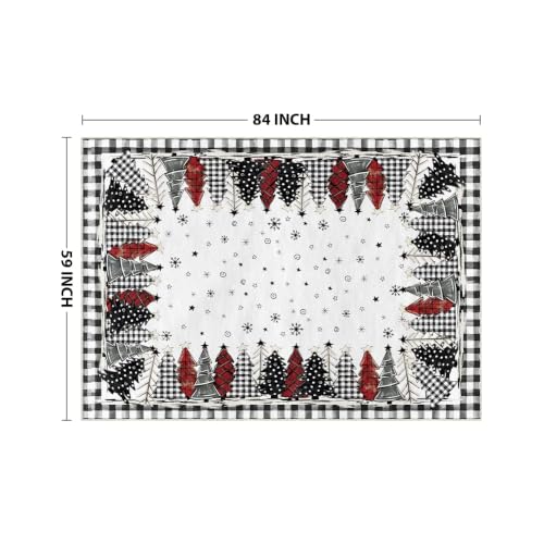 Artoid Mode 5x7 ft Watercolor Buffalo Plaid Christmas Rug - Black & White Winter Home Decor