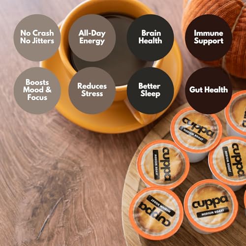 Medium Roast Mushroom Coffee Pods with Adaptogens & Superfoods - 48 Count
