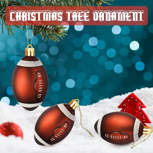 Leitee 18 Pcs Football Christmas Ornaments 2.36 Inch Plastic - Holiday Decor