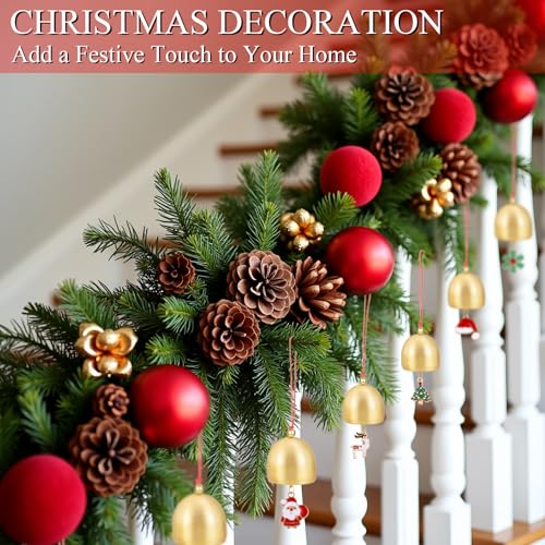 6 Pcs Metal Bells with Red Hanging Cord for Christmas Decoration - 1 inch, Fanjashn (Variant: 6 Pieces)