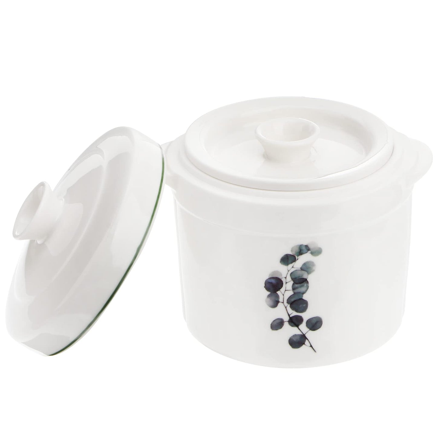 Zerodeko 1Set Ceramic Stew Pot with Lid, Small Steam Soup Bowl Steaming Cup for Home Kitchen Egg Custard Appetizer Bowl (13.50X13.00X13.00cm)