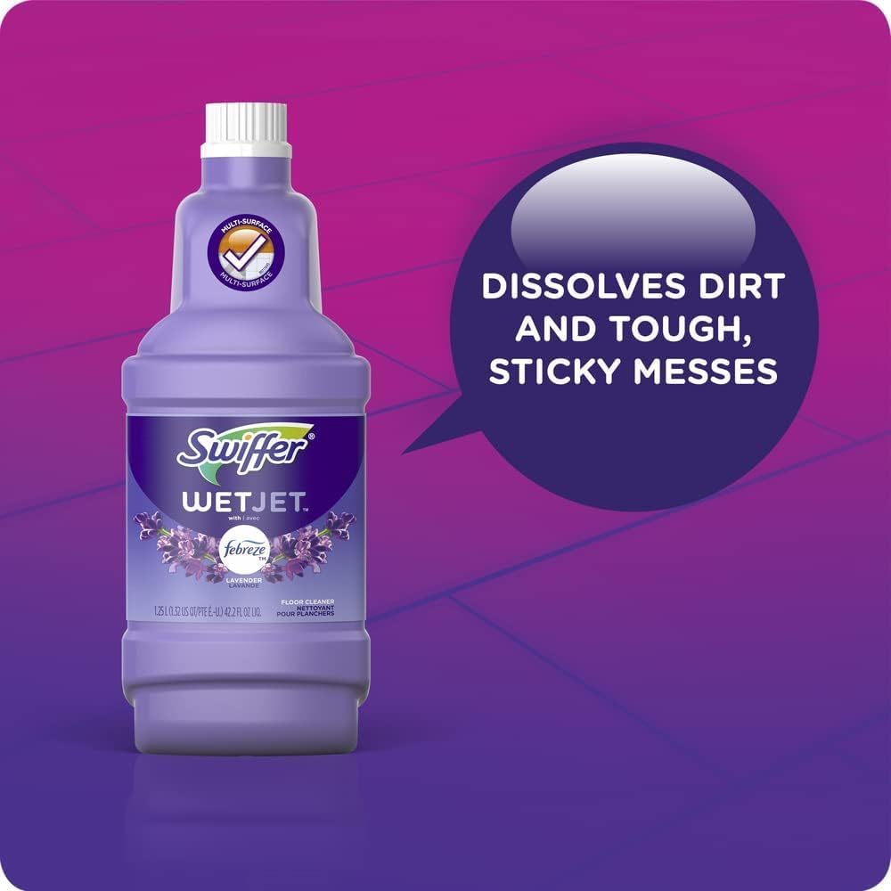 Swiffer | Floor Cleaner Solution Refill - Lavender Scent, 42.2 Fl Oz, Pack of 4