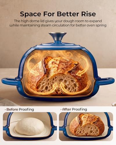 9.5-Inch Enamel Cast Iron Sourdough Bread Oven Dome Lid - Blue, Variation of Bread Oven