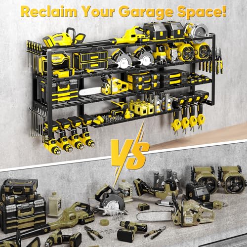 POKIPO 64" W Power Tool Wall Mount Organizer Heavy Duty Garage Storage Rack