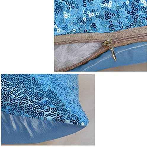 HoliSelear Multi-Size Glitzy Sequins Throw Pillow Cover Shining Bling Pillow Case 16 x 16 Inch for Decor Sofa Party Christmas Silver 2 Packs