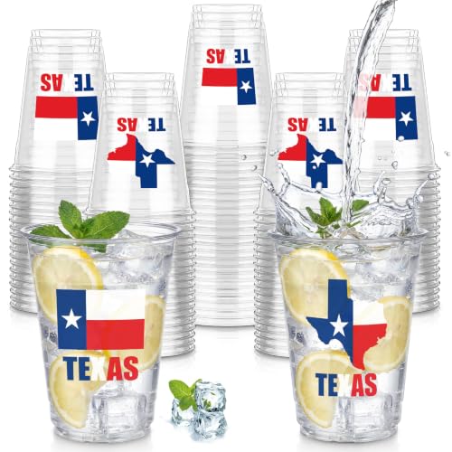 50 Pcs 16 oz Clear Texas Plastic Cups Bulk Party Disposable Drinkware