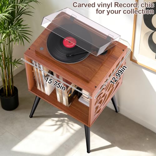 Vinyl Record Storage Stand with Space for 100+ Albums and Turntable Shelf
