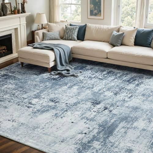 Cuzwlovita 6x9 Ft Blue Abstract Washable Area Rug for Living Room - Hc66