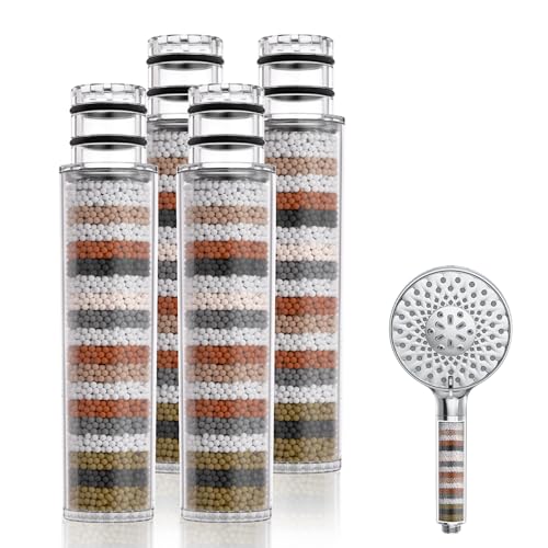 SR SUN RISE 4 Pack Shower Filter Replacement Cartridges for Handheld Shower Head - Remove Chlorine & Impurities