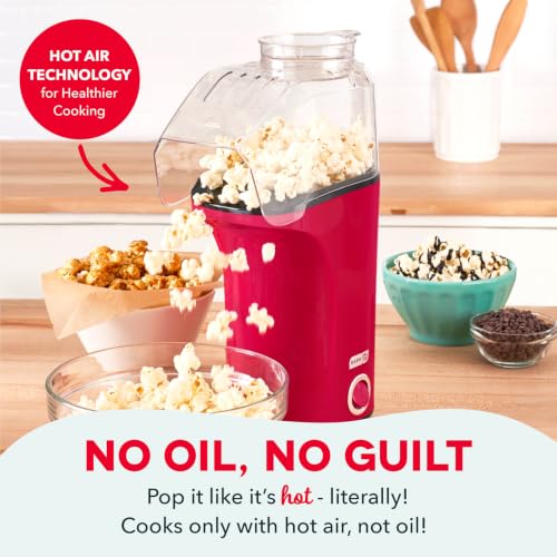 Dash Fresh Pop Popcorn Maker - Red, 16 Cups, Hot Air Electric Popper