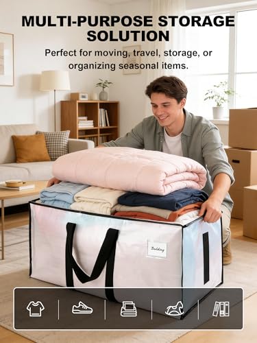 Heavy Duty Moving Storage Bags - 200lb Support, Water-Resistant, 12 Pack - Semi-Transparent