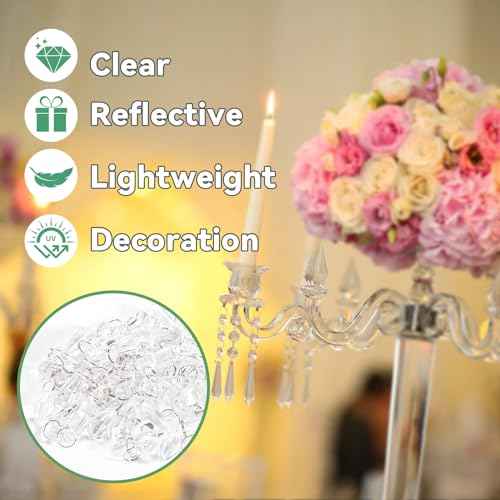 MAQIHAN 30PCS Christmas Crystal Ornaments - Icicle Hanging Crystals Clear Plastic Ornaments Strands Chandelier Parts Dangling for Christmas Tree Winter New Year Party Supplies