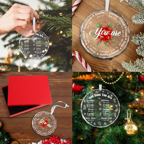 SHGAHINA Style 1 Christian Crystal Glass Ornament - Inspirational Bible Verse Christmas Decoration